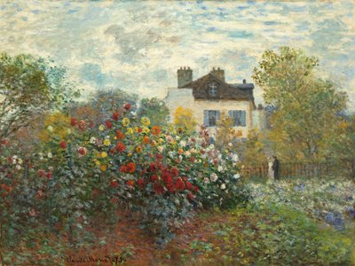 O jardim do artista em Argenteuil (um canto do jardim com dálias), 1873 de Claude Monet